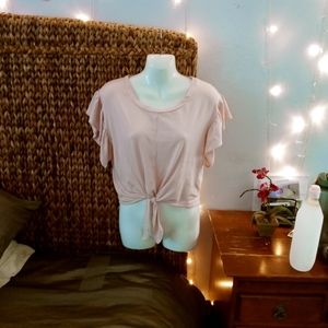 Tie front blush top XS
